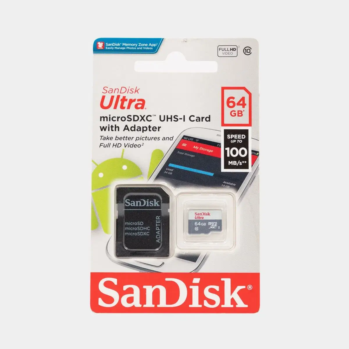 Memoria Micro SD 64GB SanDisk Ultra UHI-I/Clase 10 hasta 80MB/s con  Adaptador - Electronilab