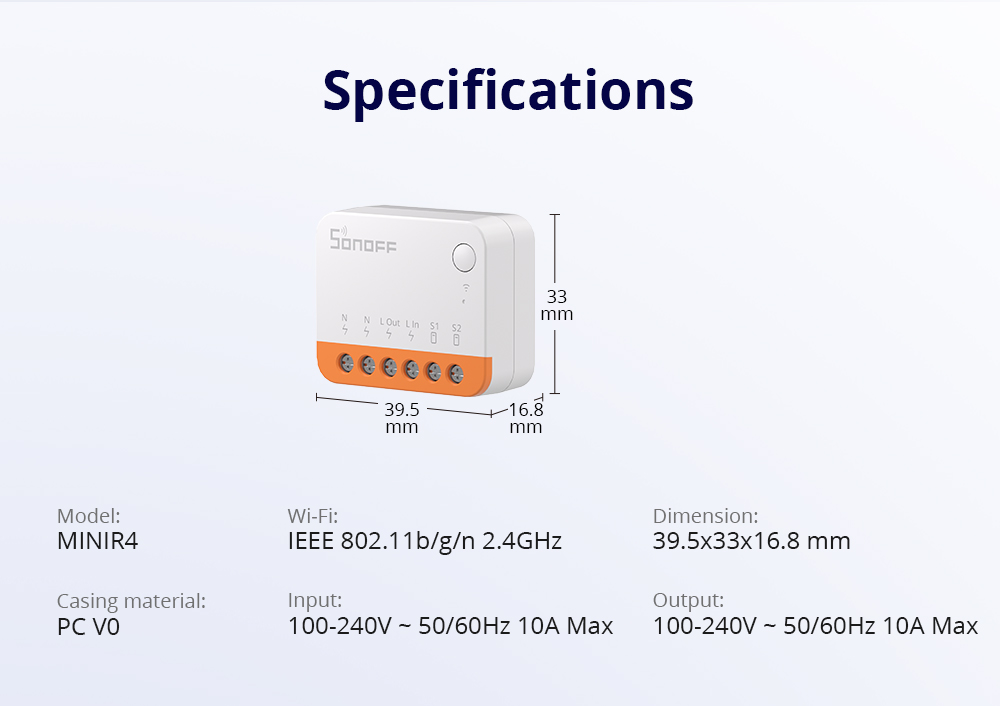 Sonoff Mini R4 Extremo – Interruptor Wi-Fi Bidireccional - Electronilab