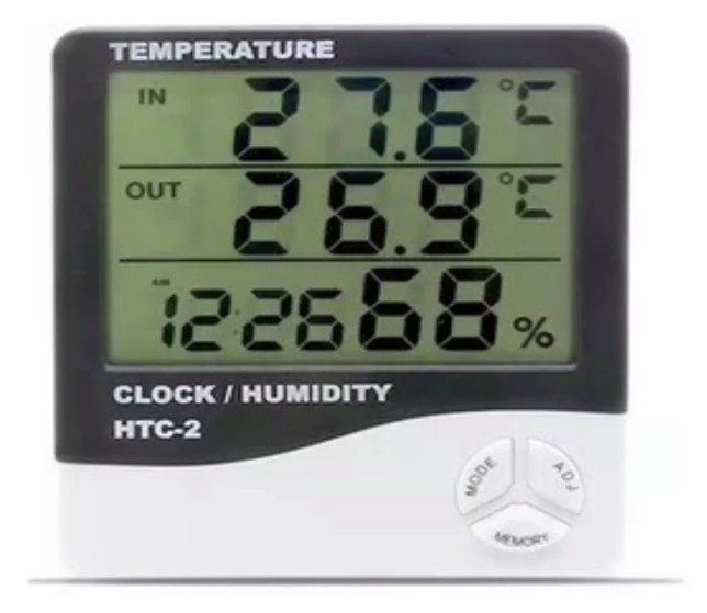 Reloj digital de pared con medidor de humedad y temperatura  (higrotermómetro)