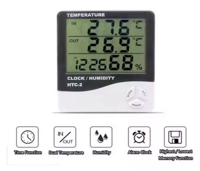 Hidrometro Digital Termometro Ambiental Y Humedad Htc-2