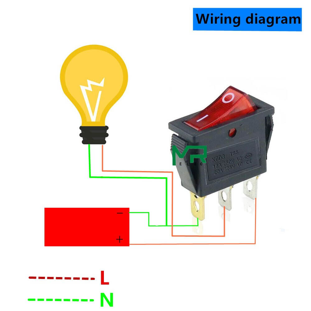 Interruptor Basculante KCD3 Rojo - Electronilab