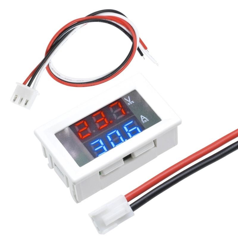 Voltímetro amperímetro digital de 0.28 pulgadas, multímetro de pantalla  digital dual LED rojo y azul DC 0-100V 100A Detector de medidor de  corriente