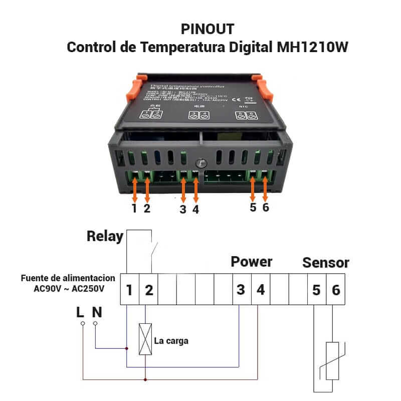 Termostato Digital Incubadora MH1210W con Sonda 110V 220V AC (5)