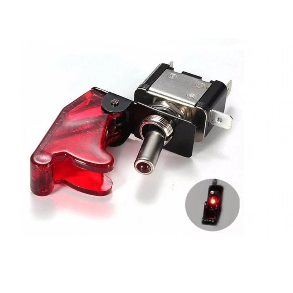 Interruptor de palanca con interruptor de misil estilo rojo iluminado LED  para salpicadero de coche 12 V : : Coche y moto