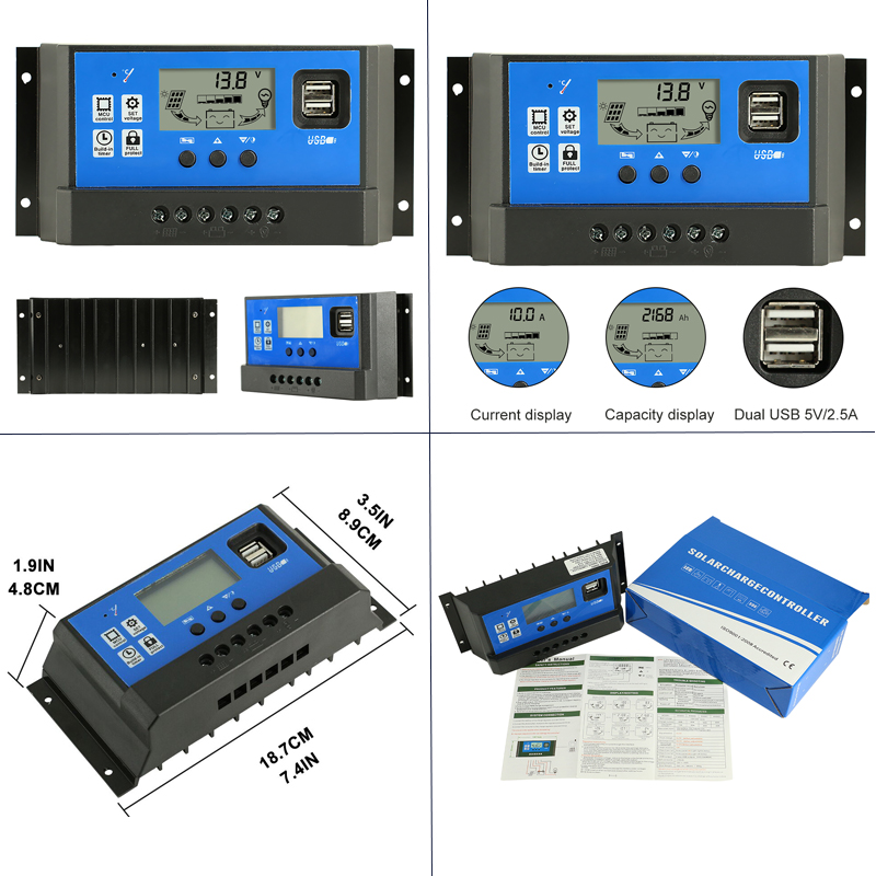 Cargador Controlador Carga PWM Panel Solar 30A 12V/24V W88-C