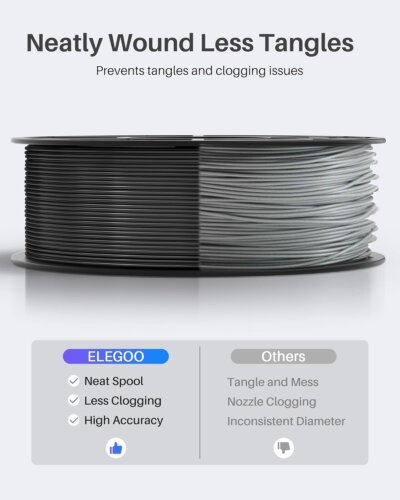 Filamento 3D PLA 1.75 mm ELEGOO 1Kg Color Negro - Image 2