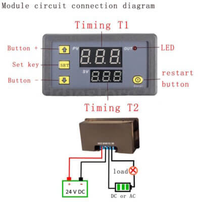 Temporizador Digital Programable Relé T3230 24V DC - Image 5