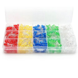 Kit de 500 LEDs de 5mm (Rojo/Amarillo/Azul/Verde/Blanco)