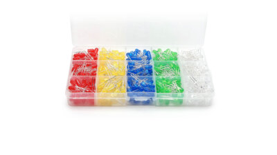 Kit de 500 LEDs de 5mm (Rojo/Amarillo/Azul/Verde/Blanco)
