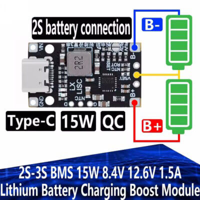 Módulo de Carga BMS Type-C USB 2S/3S 15W para Baterías de Litio IP2326 - Image 4