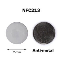 Sticker NFC de Proximidad Fudan Tag RFID 13.56 MHz NFC213 Antimetal